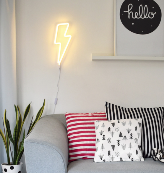 Gele Bliksem Neon style wandlamp by A Little Lovely Company Lievelings