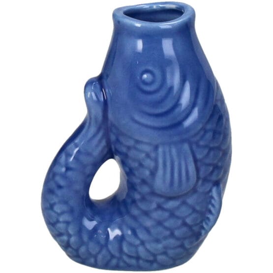 Vis - vaasje/kandelaar - 11cm - Blauw